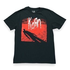 Korn Logo Graphic T-Shirt Men's Black Metal Band Music Short Sleeve Size Medium